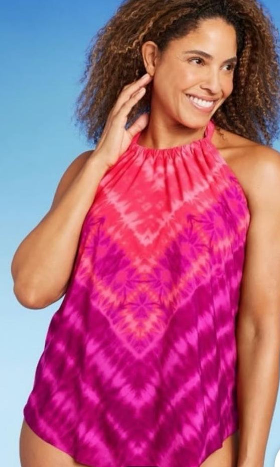 Womens UPF Hi Neck Angled Tankini top