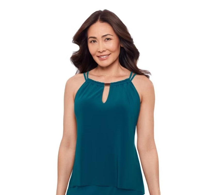 Aqui Green Womens Keyhole Tankini
