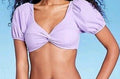 Womens puff sleeve Twist front bralette Top