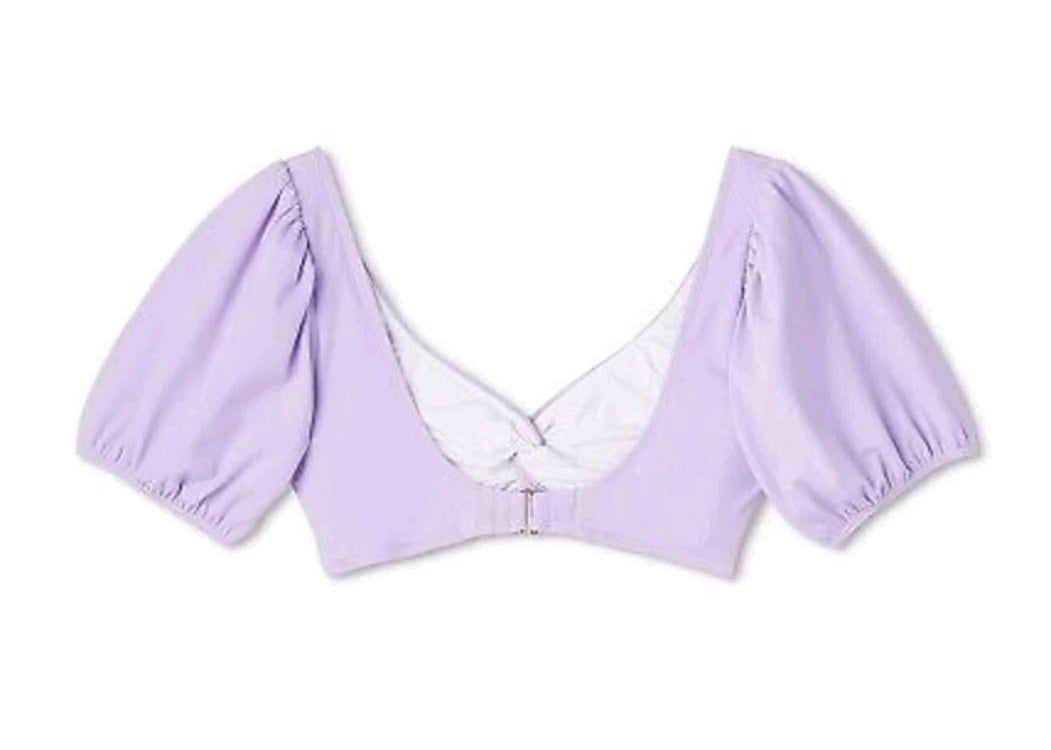 Womens puff sleeve Twist front bralette Top