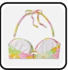 Bikini Top 36B floral pink and yellow removable straps