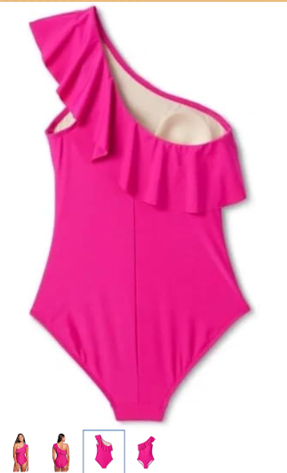 Kona Sol Women’s Size 16 Pink Ruffle One Shoulder High Coverage
