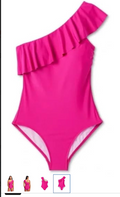 Kona Sol Women’s Size 16 Pink Ruffle One Shoulder High Coverage