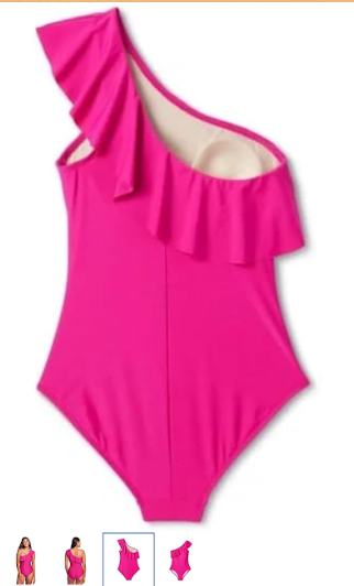 Kona Sol Women’s Size 18 Pink Ruffle One Shoulder High Coverage
